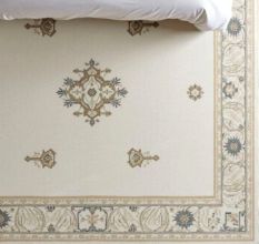 Handknotted Cream Beige Oushak Wool